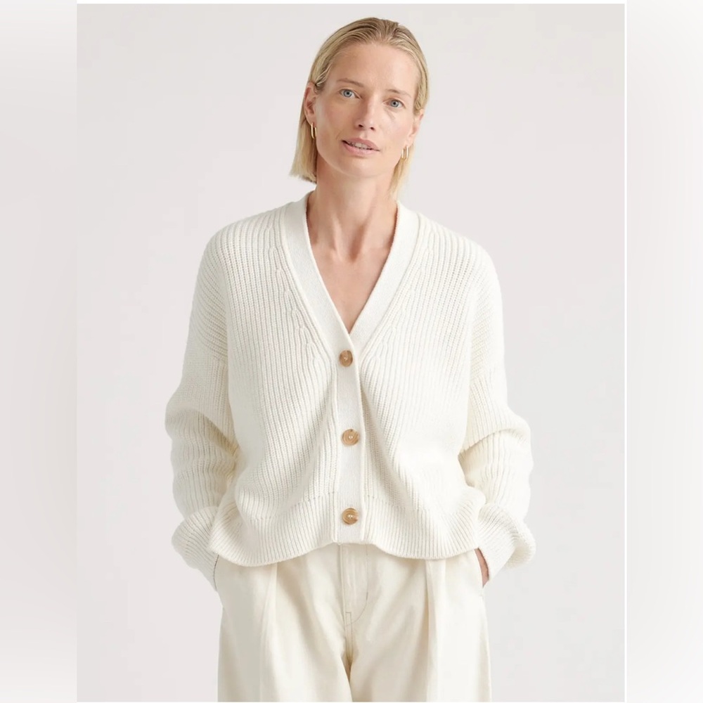Quince Women’s Boxy Cropped Fisherman Cardigan - Medium